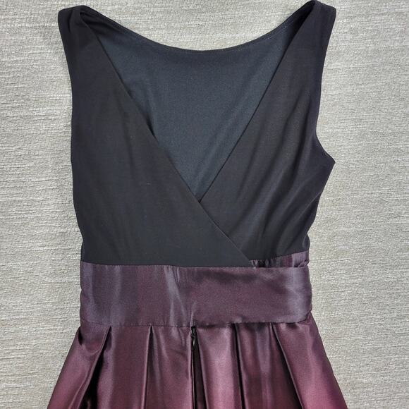 SLNY Ombre Satin Wrap Gown Size 10 Black Maroon Formal Maxi Dress Evening - Picture 12 of 16